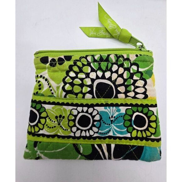 Vera Bradley Limes Up Tote Bag With Coin Pouch Set Floral Pattern Cotton - Picture 2 of 9